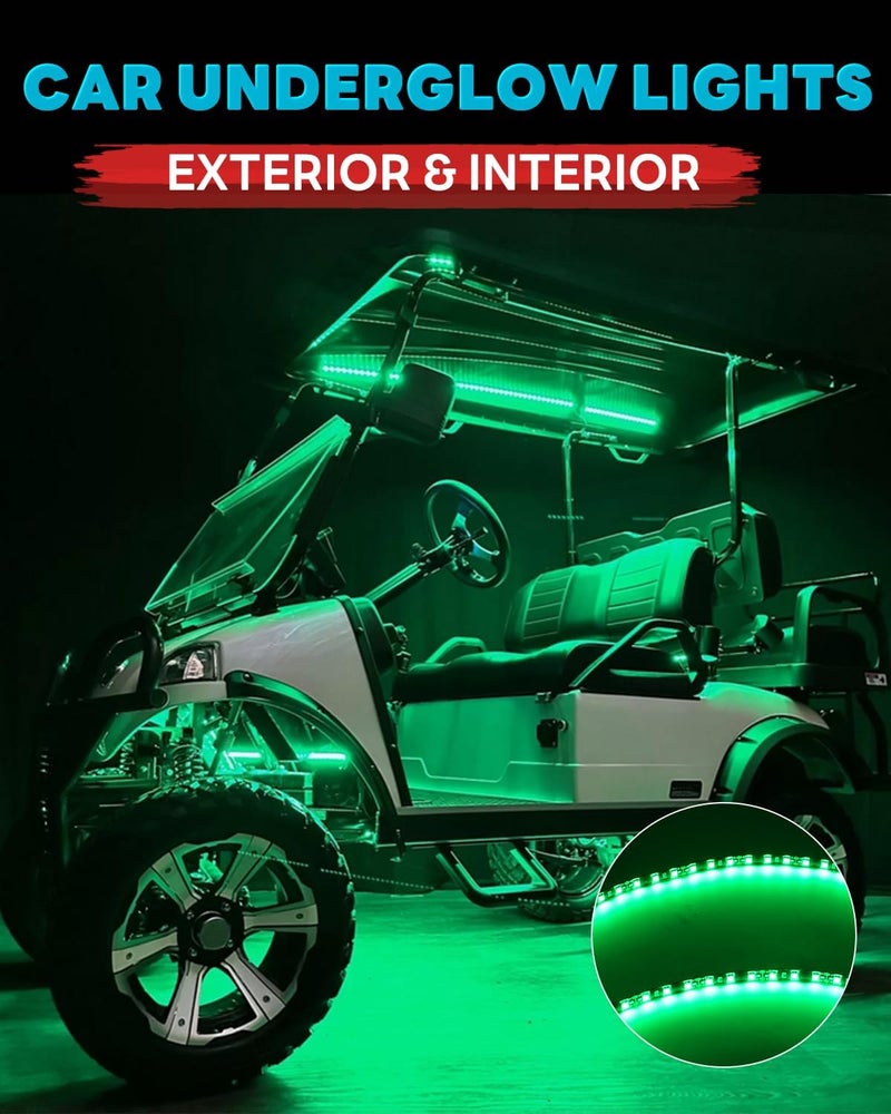 Miisiya 12V Led Light Strip Connectable 24Inch Green Led Strip Lights for Car Underglow Kit Golf Cart Motorcycle Boat Cabinet Waterproof Led Light Strip,4Pack - Image 4